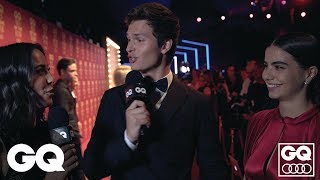 Ansel Elgort Interviews His Girlfriend In Cute GQ Red Carpet Clip [upl. by Nohtanoj830]