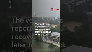 Singapore car swept away by flash flood in JB caused by extreme rainfall ⛈️ [upl. by Namra]