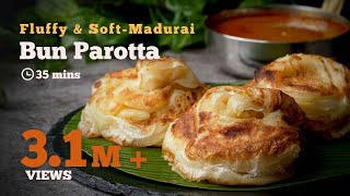 Bun Parotta Recipe  Madurai Bun Parotta  Most Famous Street Food  Parotta Recipes  Cookd [upl. by Yenaled130]