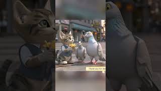 Cat feeding pigeonaicat alimages funny cat catvideos cutecat animals story [upl. by Ecirpak]