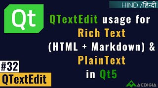 QTextEdit  Usage for Rich TextHTML  Markdown amp Plaintext in Qt5 Qt C Tutorial 32 [upl. by Amice]