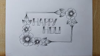 Holi Special Card drawing easy Happy Holi Drawing [upl. by Baker617]