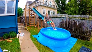 How to Set Up a Swimming Pool with Water Slide [upl. by Nodlew205]