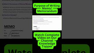 What is Memo or Memorandum Writing in Business Communication shorts memo knowledgetopper [upl. by Atinuahs]