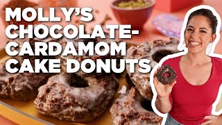 Molly Yehs ChocolateCardamom Cake Donuts  Girl Meets Farm  Food Network [upl. by Kepner]