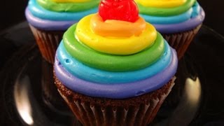 Rainbow Frosted Chocolate Cupcakes collaboration with CookingAndCrafting with yoyomax12 [upl. by Everest664]