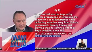 Defense Sec Teodoro – Let us not fall into the trap set by Chinese propaganda  UB [upl. by Atiuqer473]