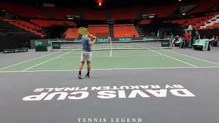 Miomir Kecmanovic vs Filip Krajinovic Practice Points Court Level View  Davis Cup Group Stage [upl. by Dambro]