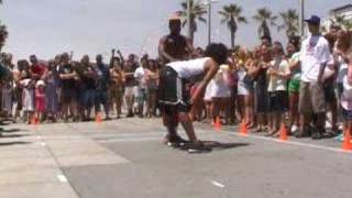 Venice Beach Bboy acrobatic stunt show breakdancers dancers [upl. by Aynwad375]