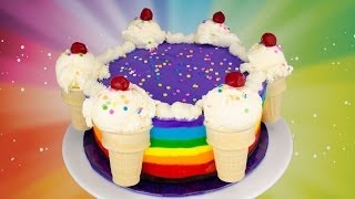 Rainbow Ice Cream Cake Recipe How to Make a Rainbow Ice Cream Cake from Cookies Cupcakes and Cardio [upl. by Anyat]