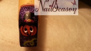 uñas para halloween paso a paso 2014  como hacer calabaza de halloween 3d [upl. by Notgnillew]