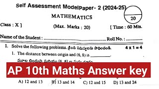 AP Class 10th Maths Self Assessment Model paper2 Answer Key 2024  Class 10th Maths key [upl. by Karisa912]