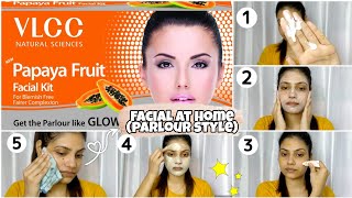 VLCC Papaya Fruit Facial kit Step by stepFacial at Home Parlour styleVLCC Facial kit Review [upl. by Kasper]