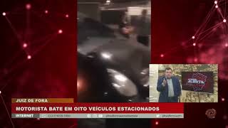 Motorista bate em oito veículos estacionados [upl. by Forlini169]