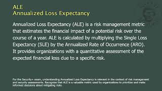 ALE  Annualized Loss Expectancy [upl. by Susejedairam]