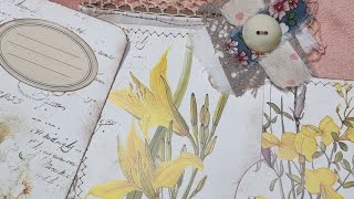 Junk Journal  ein großer Tag mit Pockets und Tags  Ephemera für mein Blumenbuch  Craft with me [upl. by Willyt]