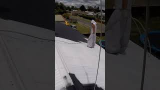 Metal roof painting Airless paint sprayer 1 airlessspraying roofpainting roofspraying [upl. by Barnebas]