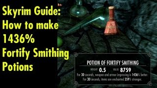 How to make 1436 Fortify Smithing Potions  Skyrim Guide [upl. by Langsdon]