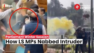 Video Shows Lok Sabha MPs Nabbing Intruder After Security Breach In Lok Sabha  Parliament Breach [upl. by Ban976]