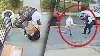 Suspected Package Thief Tackled to Ground Cops [upl. by Merrell]