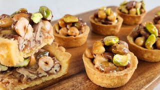 Caramel Nut Tart Recipe  Mixed Nut Tartlets [upl. by Ynad]