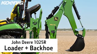 John Deere 1025R with 260B Backhoe  How to Detach and Connect [upl. by Darnok320]