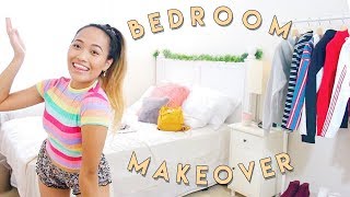 MY INEXPENSIVE BEDROOM MAKEOVER  REDOING MY ROOM 2018 on budget [upl. by Ahsinyar]