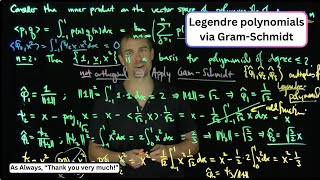 GramSchmidt and the Legendre Polynomials of Small Degree [upl. by Yddub735]