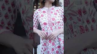 1497YKWHITE Yash Gallery Womens Rayon Floral Printed Short ALine Kurti kurtionline yashgallery [upl. by Adnohr178]