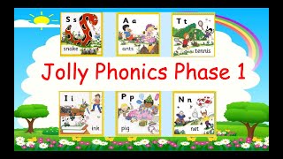 Jolly Phonics Phase 1 SATIPIN Review with Songs Vocabulary amp Interesting activities [upl. by Ynaffad557]