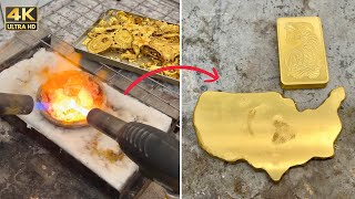 The Process of Transfering Scrap Jewelry into Fine Gold [upl. by Oiliruam]