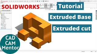 extruded cut extruded boss base exercise in solidworks for beginner  SOLIDWORKS tutorial [upl. by Nnyw799]