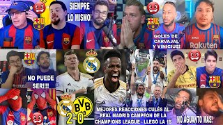 MEJORES REACCIONES CULÉS AL REAL MADRID CAMPEÓN 20 BORUSSIA DORTMUND GOLES DE VINICIUS Y CARVAJAL [upl. by Iteerp745]