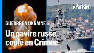 Crimée  limpressionnante destruction du navire russe Novocherkassk bombardé par lUkraine [upl. by Navac]