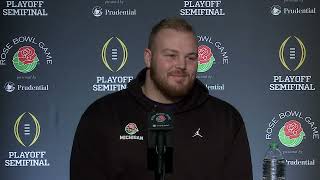 Rose Bowl Michigan Offensive Center Drake Nugent previews CFP Semis [upl. by Bang]