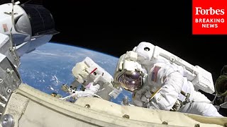 NASA Releases Spacewalk Footage From Astronauts Outside International Space Station [upl. by Lahpos]