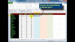 Calcul des moyennes en Excel 2010 [upl. by Tanah422]