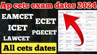 Ap all cets exam dates 2024Ap eamcetIcetLawcetEcet all cets exam dateswhen did exams conduct [upl. by Oba]