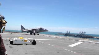 Despegue vertical Harrier desde LHD Juan Carlos I [upl. by Selym]