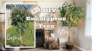 EASY DIY EUCALYPTUS TREE  Turning a Ficus Tree into an Eucalyptus Tree [upl. by Alokin]