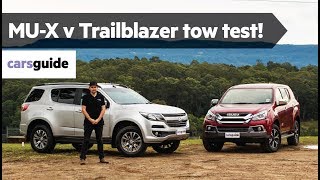 Isuzu MUX vs Holden Trailblazer 2019 review tow test [upl. by Orella]