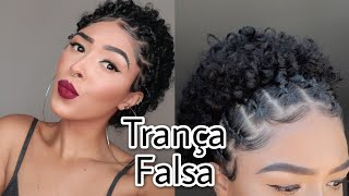 Penteado para cabelo curto cacheado  Como fazer trança fácil [upl. by Nalac]