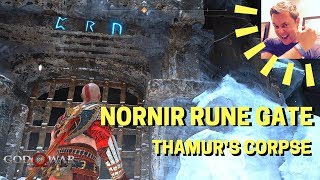 God of War Nornir Rune Gate Magically Sealed Door Thamurs Corpse [upl. by Lennod]