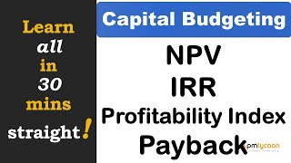 Capital Budgeting Techniques in English  NPV IRR  Payback Period and PI accounting [upl. by Nellie]