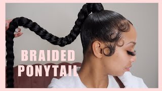 Braided Ponytail With Braiding Hair  Fluffy edges [upl. by Deloris]