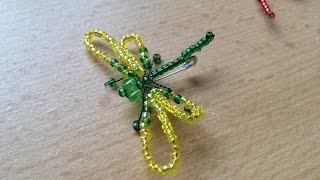 Grüne LIBELLE aus Glasperlen Brosche aus Glasperlen MODESCHMUCK Annas Perlen [upl. by Setiram]