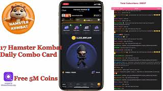 17 September Live Hamster Kombat Daily Combo Card  Hamster Kombat Combo Card [upl. by Notsud]