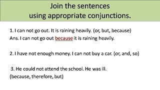 Join the Sentences Using Conjunctions  English Grammar [upl. by Chladek750]