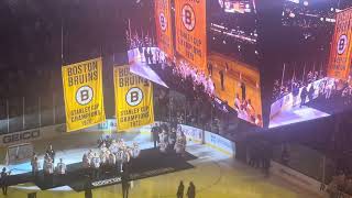 1970 and 1972 Stanley Cup Champion Bruins raise their banners [upl. by Edrea]