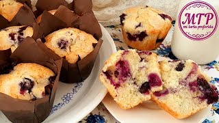 Muffins de arándanos y yogur  Receta fácil  Mi tarta preferida [upl. by Ahseket747]